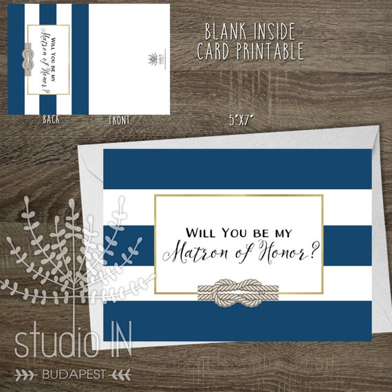 Will You be my Matron of honor Nautical Matron of Honor Card