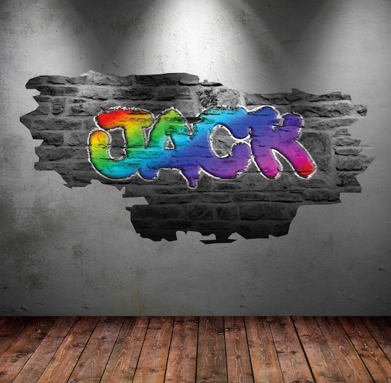 Personalised Graffiti Name Wall Decals Full Colour Wall Art