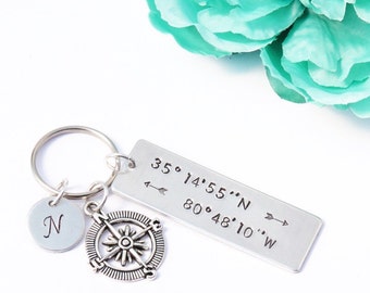 Custom coordinate keychain - Long distance relationship - Long distance keychain - Best friend long distance - Long distance boyfriend