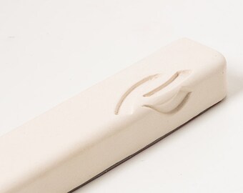 Large Mezuzah, White ceramic Mezuzah case, Contemporary Judaica, Jewish gifts made in Israel, jewish wedding gift, modern decorative Mezuzah