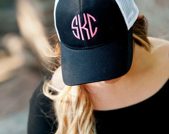 Black Monogrammed Trucker Hat - Black Trucker Hat For Women - Custom Trucker Hat - Trucker Cap - Personalized Trucker Hat - Hats for Women