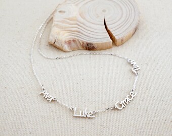 Custom Names Necklace • 4 charm Necklace • Baby Names Jewelry • New Mom Gift • Family Necklace by CaitlynMinimalist • Mother's Gift • NH07
