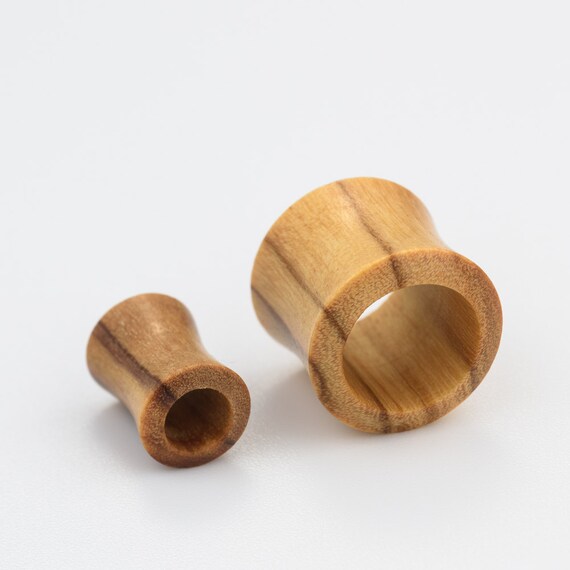 OLIVE WOOD ear tunnel 12mm000g. wood gauges. wood tunnels.