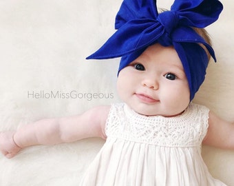 COBALT Gorgeous Wrap- headwrap; fabric head wrap; blue head wrap; newborn headband; baby headband; toddler headband; baby headwrap