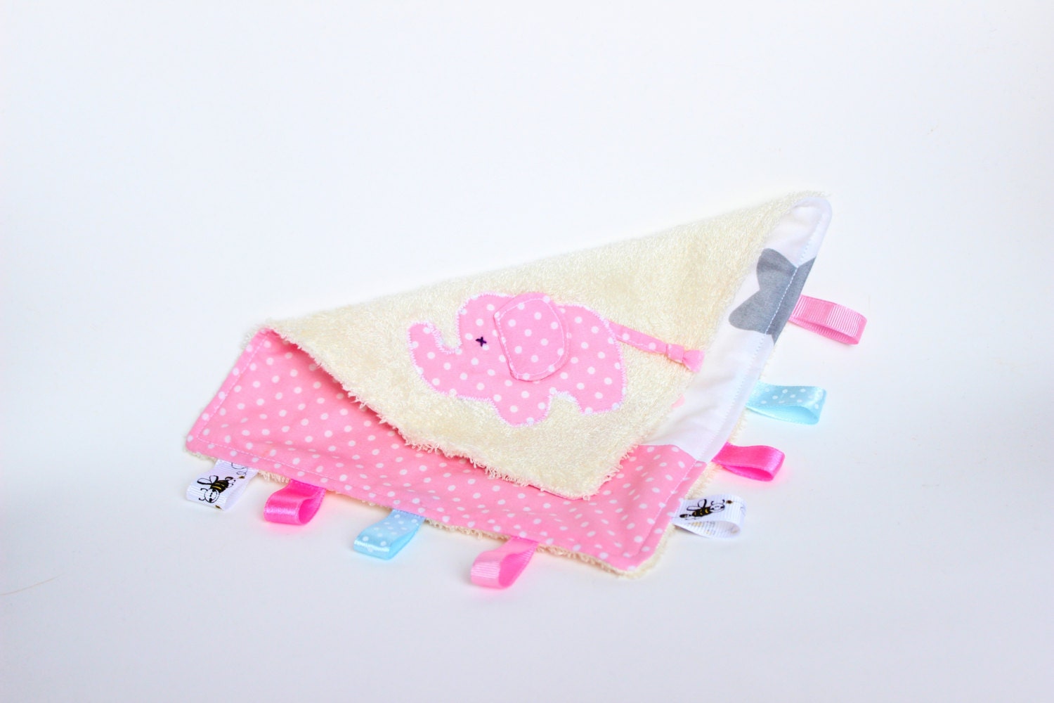 Elephant taggie Taggie blanket Baby taggie Tag blanket