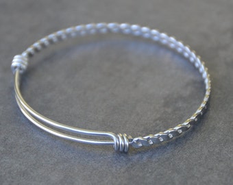 Twisted Expandable Bangle Bracelet - Braided Bangle Bracelet - Stainless Steel Twisted Bangle - Adjustable Bangle - Stainless Steel Bangle