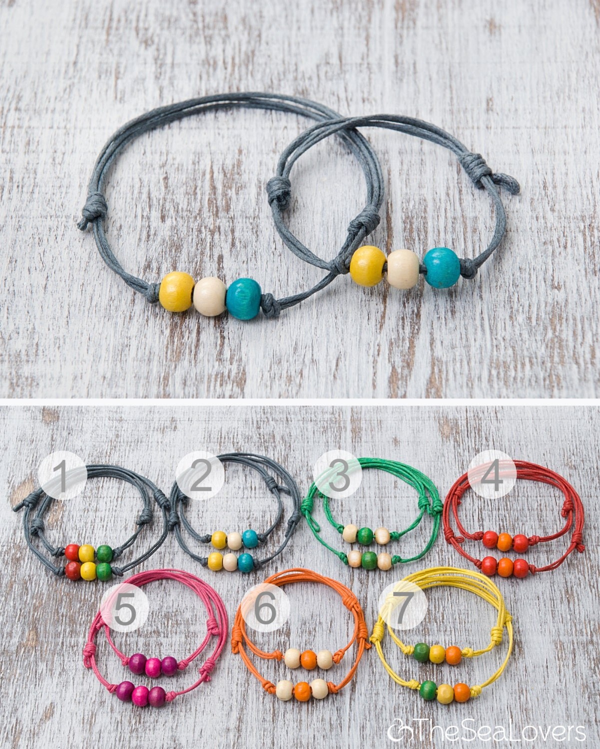 Mother daughter bracelets set Grey string bracelet Friendship