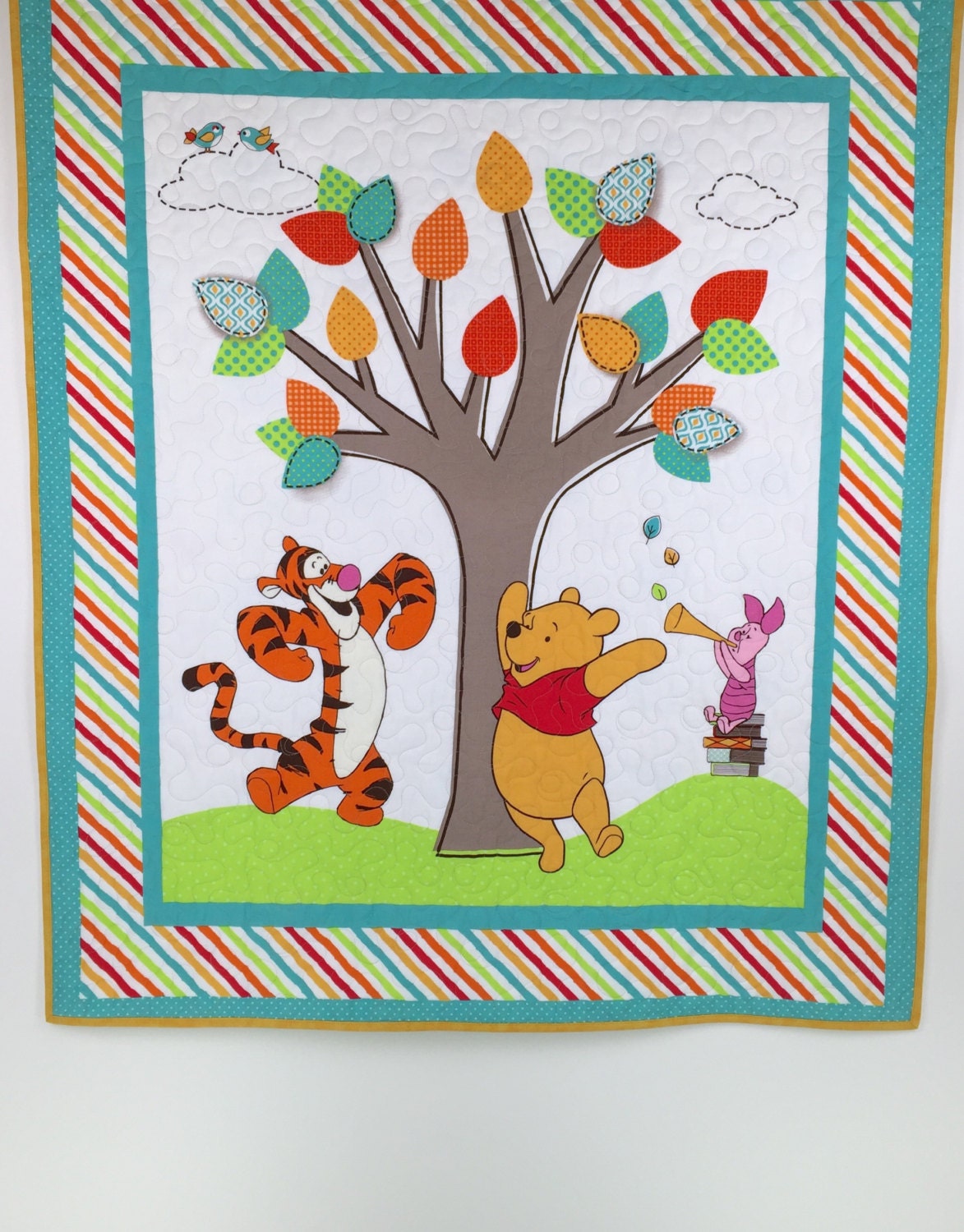 Winnie the Pooh Baby Quilt Winnie the Pooh by BabyQuiltsbyRomiW