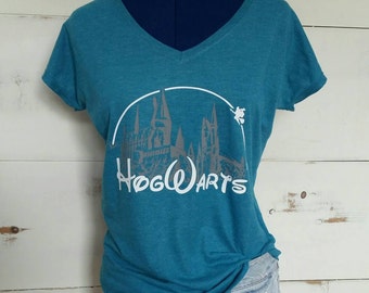 Hogwarts Castle V-neck // Harry Potter Shirt // Hogwarts Shirt // Gifts for Women // Harry Potter Clothing