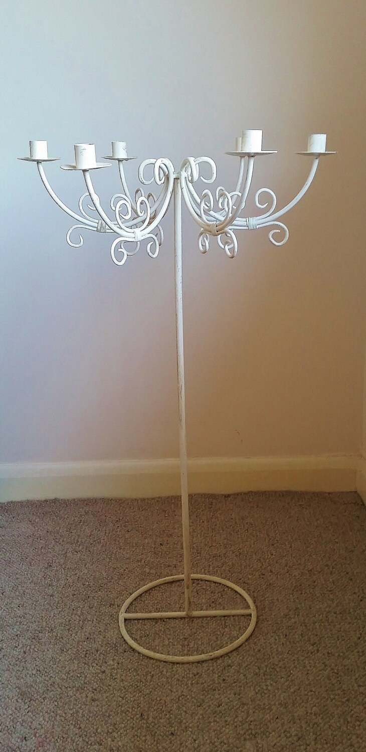 vintage candelabra old floor standing candle holder wrought