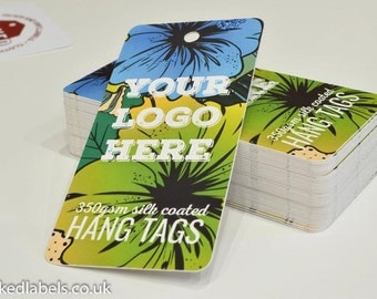 Custom hang tags - clothing tag - swing tag - printed with your details on thick card on our pro press, for clothing labels and packaging