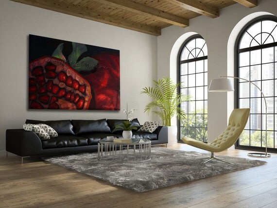 Olieverf schilderij granaatappel kunst fruit kunst woonkamer Schilderij design woonkamer