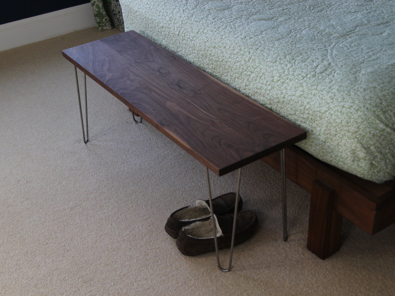 Modern Entryway / Mudroom Boot Bench in Black Walnut by KrovelMade