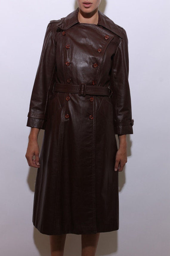 70s oxblood leather coat full length maxi long double by shopBTMV