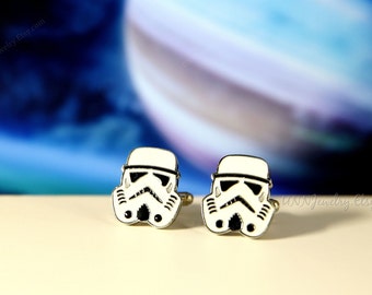Star Wars Cufflinks Mens Storm Trooper Movie Cuff link Novelty Fathers Anniversary Wedding Groomsman Gift for him