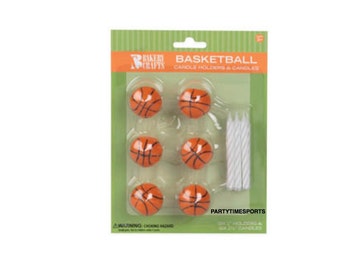 Basketball Candle Holders and Birthday Cake Candles (6).......Basketball Games......Birthday Parties........