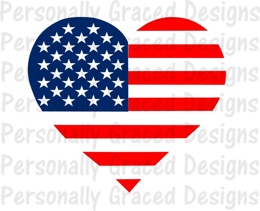 Download SVG DXF EPS Cut file American Flag Heart svg Patriotic svg