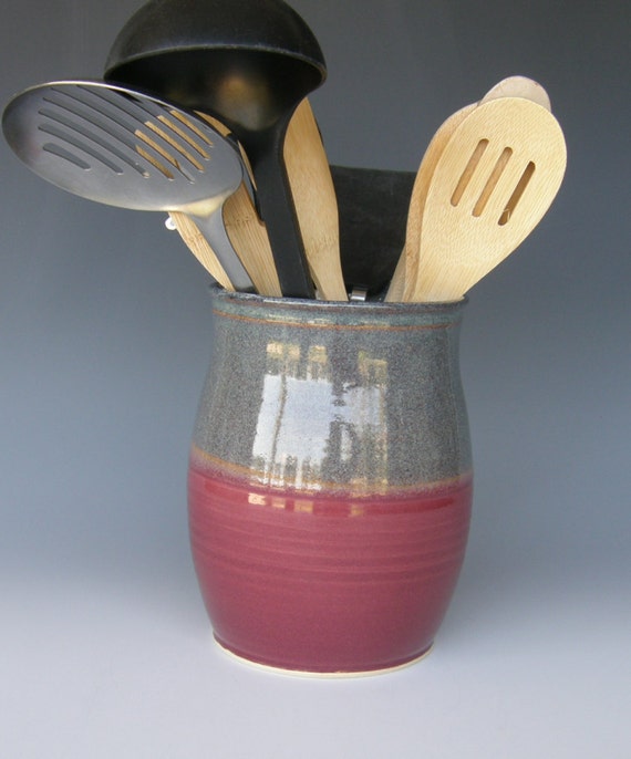 Utensil Holder. Stoneware Pottery. Generously sized for