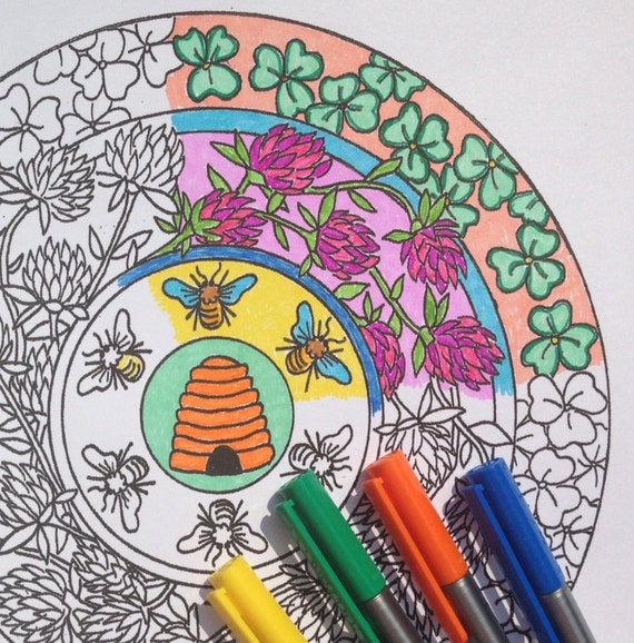  Coloring  Page  Clover  Mandala  Summer Flowers by 