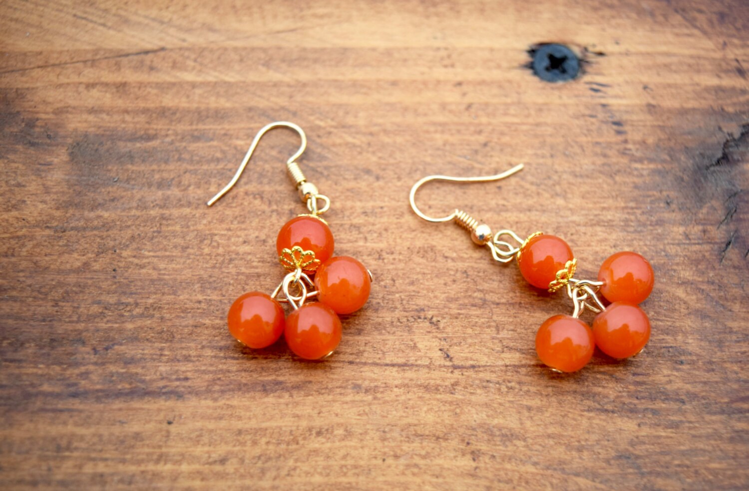 Orange Dangle Earrings Beautiful Gold And Orange Earrings 0249