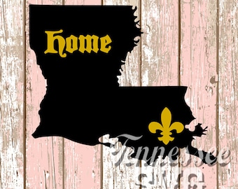 Louisiana, New Orleans, Home State La, NOLA, Fleur-de-lis, Saints Football, Black & Gold, SVG, PNG, Mardi Gras, Scrapbooking, Cutting Design