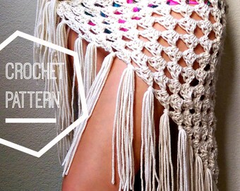 Crochet Boho Sarong Pattern, Beginner Crochet Sarong Pattern, Boho Crochet Patterns, Beach Cover Up Pattern , Crochet Shawl Pattern Boho
