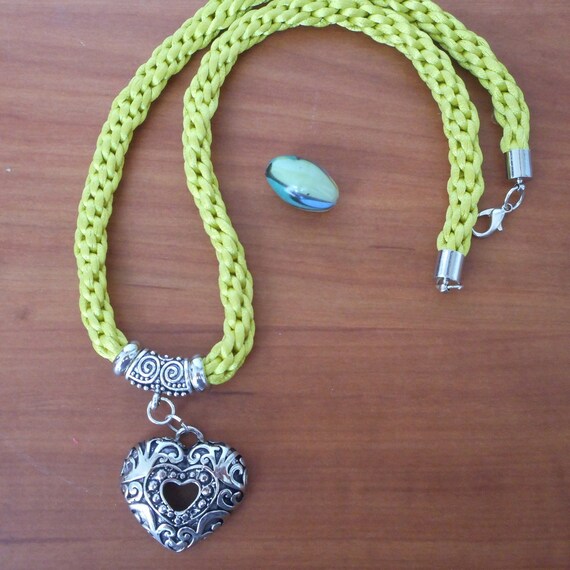 Handmade cord yellow necklace yellowcord handmade necklace