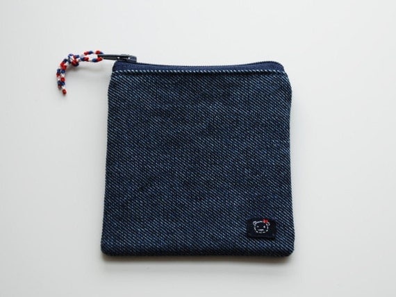 Denim coin purse Small zipper pouch Wallet Cotton coin