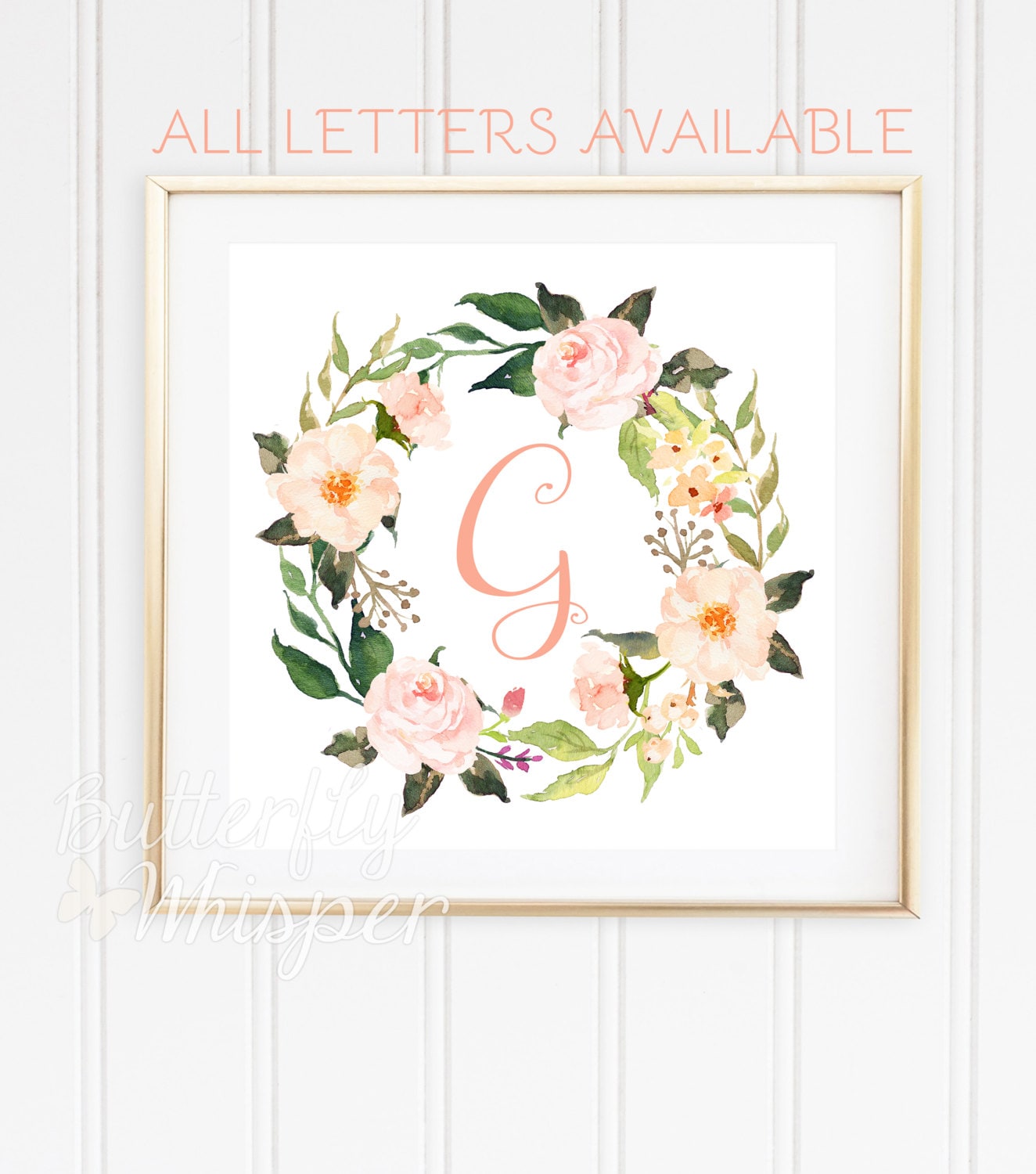 Monogram baby letter for wall printable Nursery initials