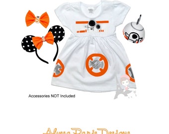 BB8 Inspired White Dress- Star Wars BB-8 Force Awakens Baby Dress