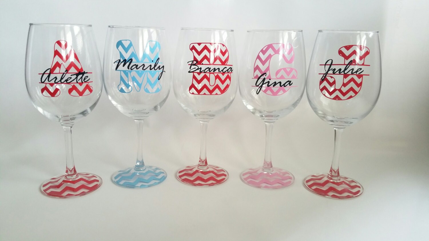 Bachelorette Party Wine Glasses Chevron Wine Glass Initial