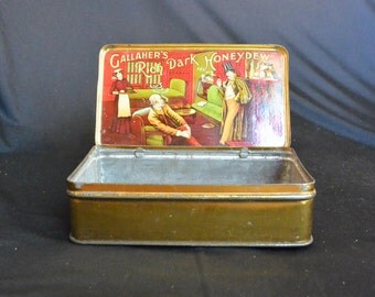 Vintage Tobacco Tin, Gallaher's Rich Dark Honeydew, Gentleman's Club Graphics