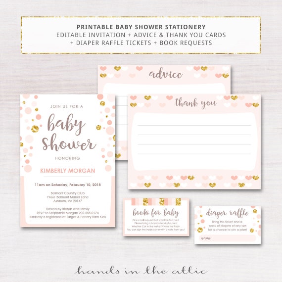 Printable Invitation Kits Baby Shower | pink and gold baby shower invitation kit printable invitation Printable Invitation Kits Baby Shower | pink and gold baby shower invitation kit printable invitation