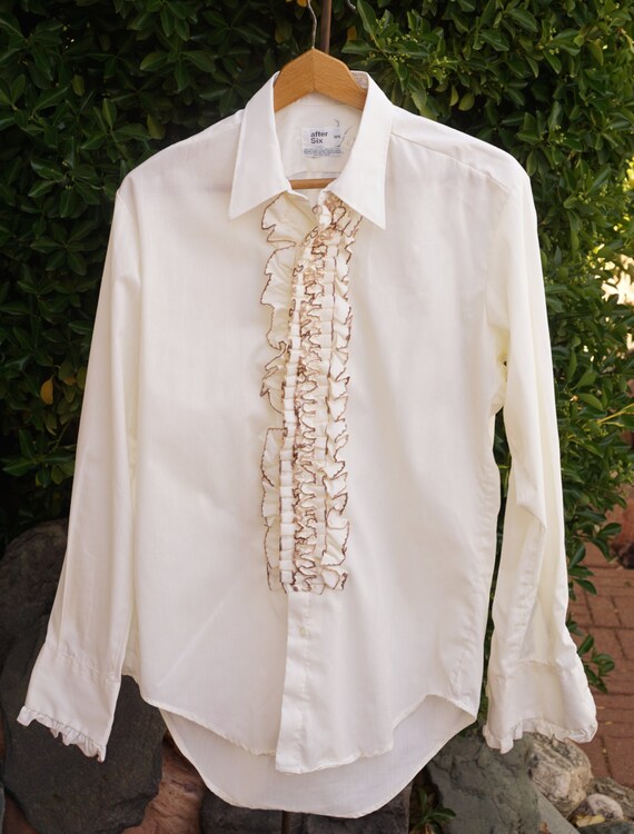 1970s ruffled tuxedo shirt