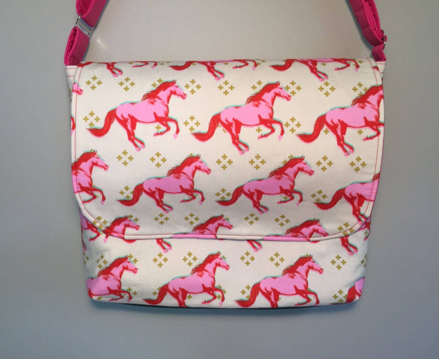 Horse Messenger Bag Pink Satchel Pink Pony School by ActiveBrit