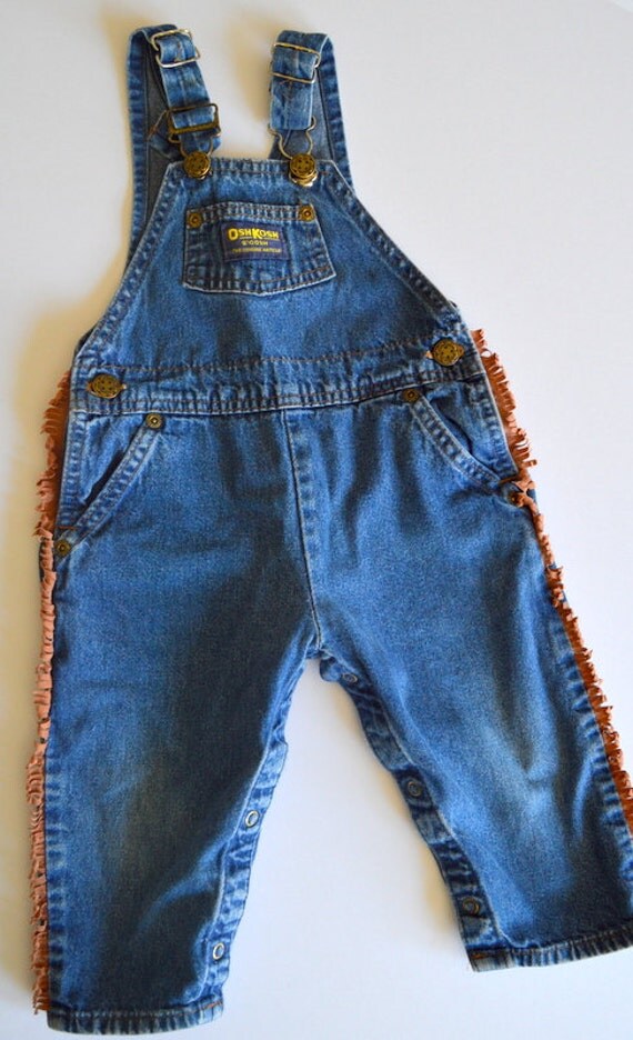 Vintage Cowboy or Cowgirl Oshkosh Overalls with Suede Fringe / Baby Overalls