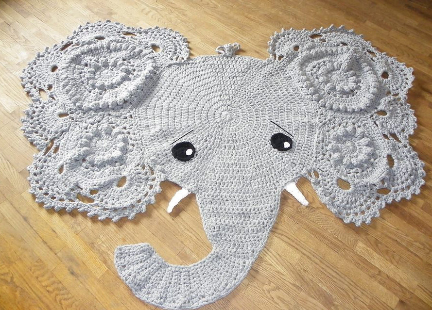 Crochet elephant Rug Nursery decor Home decor Elephant Play