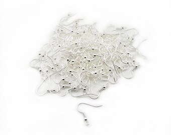 Earrings Hooks, Silver Plated Hooks, Silver Earrings Hooks, Earrings Findings, 50 pcs Earrings Hooks, Craft Supplies, Jewelry Making