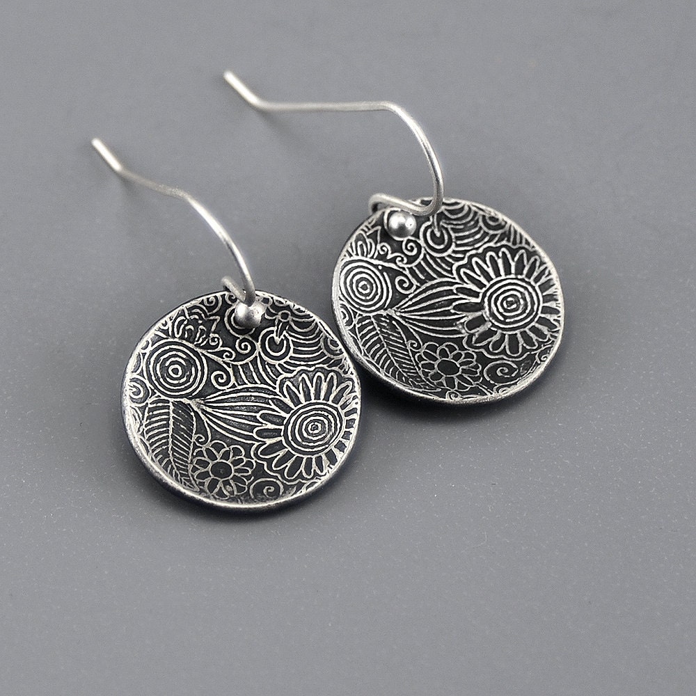 Flower Earrings Garden Jewelry Sterling Silver Earrings