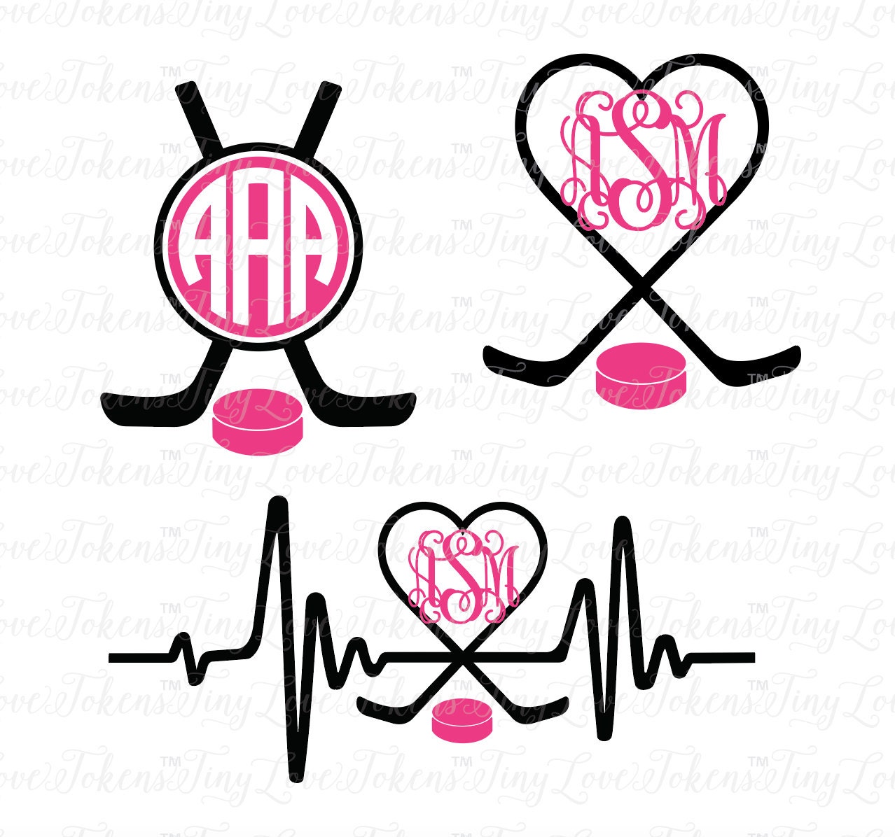 Download I Heart Hockey Monogram SVG Design for Silhouette and other