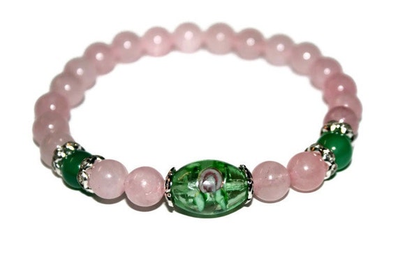 Pink Stone Jewelry Rose Quartz Bracelet Flower Bracelet Gift