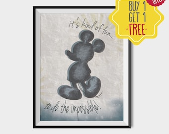 Mickey mouse, Printable poster. Kids room decor, Disney wall art, Mickey disney, disney silhouette, Art for kids, Watercolor print, Playroom