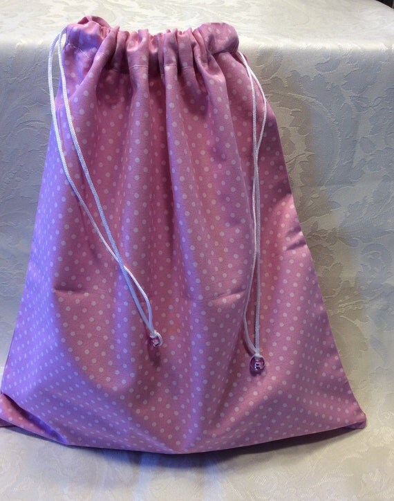 Travel Shoe bag 1x pink polka dot pattern by ChicTravelsToo
