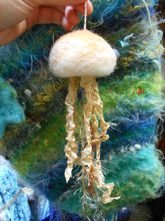 Needle Felted Jellyfish Ornament