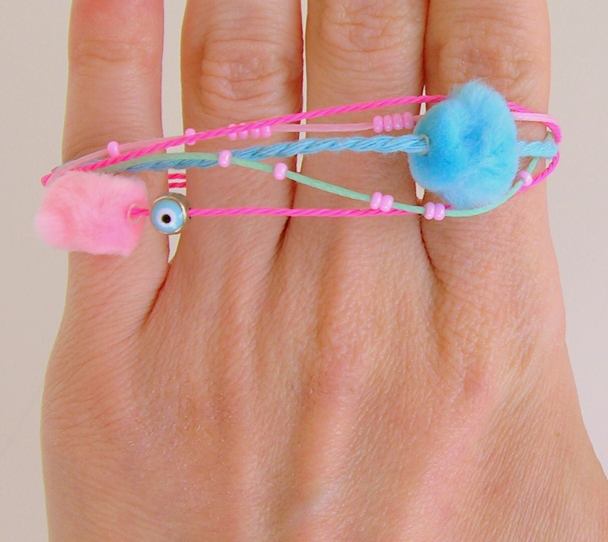 Pom pom bracelet arm candy bracelets summer by AlfaHandmade