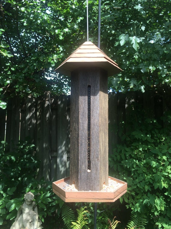 Rustic Bird Feeder Hanging Wild Bird Feeders Handmade Wood