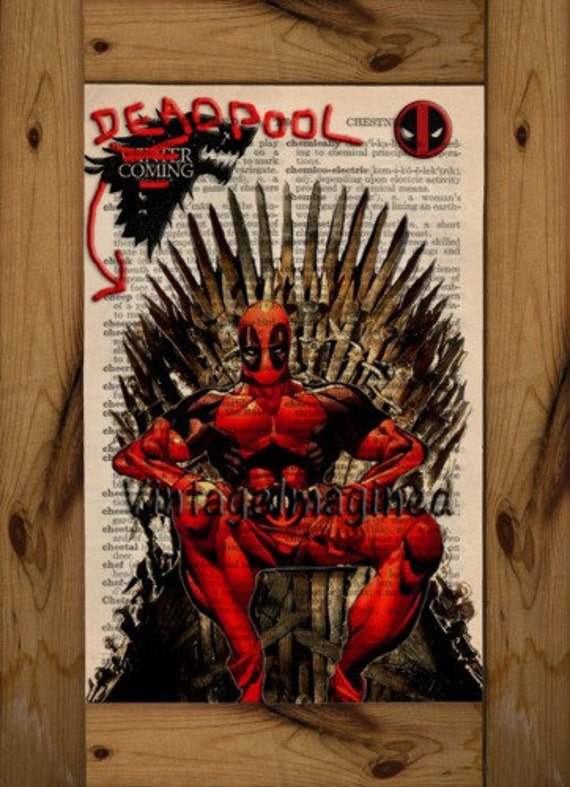 Deadpool art 8x10 print game of thrones mash up by GeekeryImagined