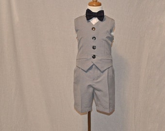 Medium Grey Boys Suit | Grey Boys Vest and Short Suit | Page boy suit | Ring Bearer Suit | Belt