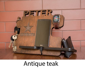 Personalized docking station - iPhone charging stand, gift idea - Mens charging dock