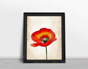Flower art print, poppy painting art, poppy art, poppy watercolor art, red poppies, floral wall art, flowers art print, flower print